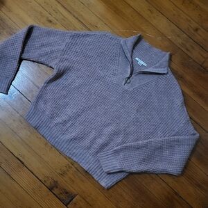 American Eagle Cropped Women's Light Pink Quarter Zip Sweater